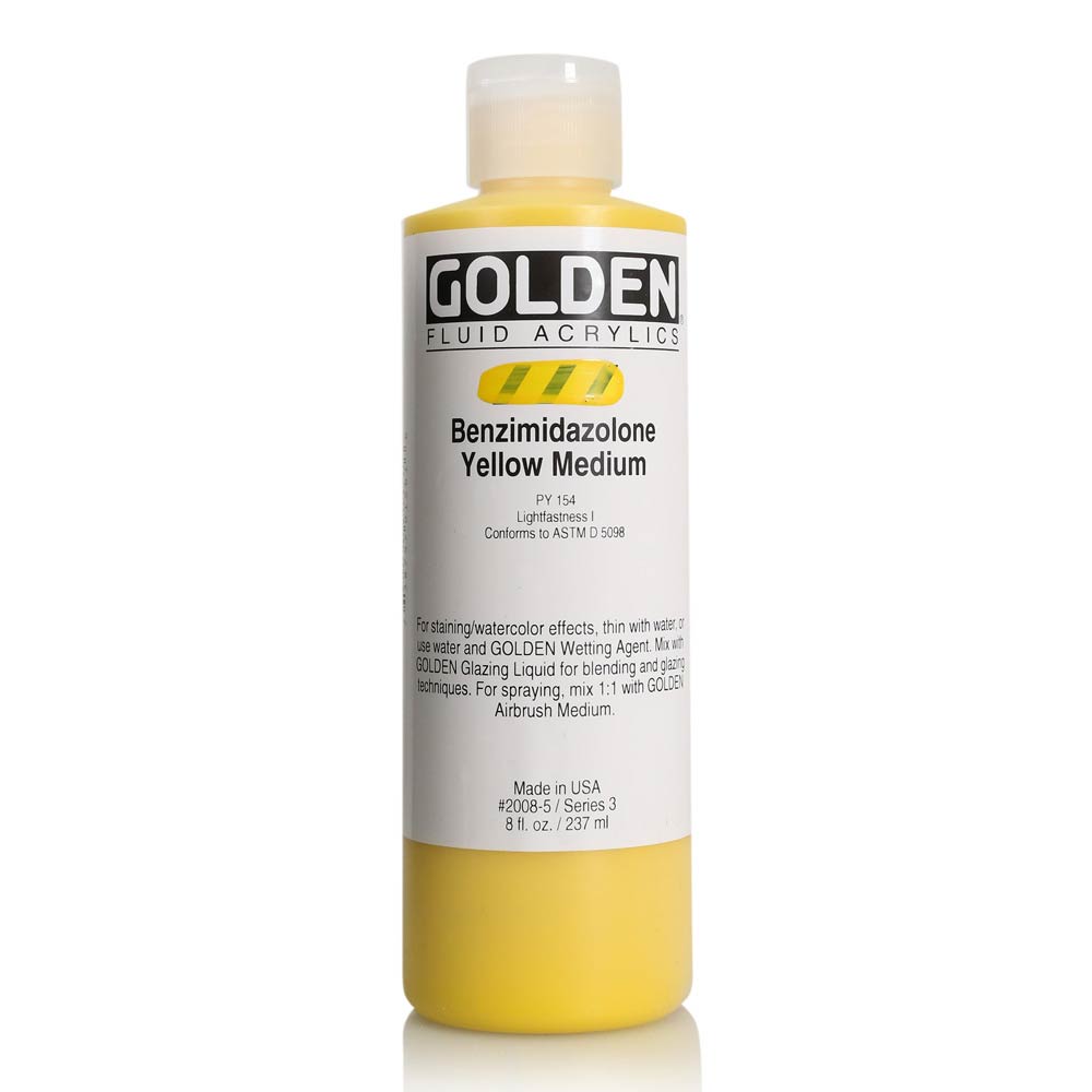 Golden Fluid Acrylic 8 oz Benzimid Yellow Med