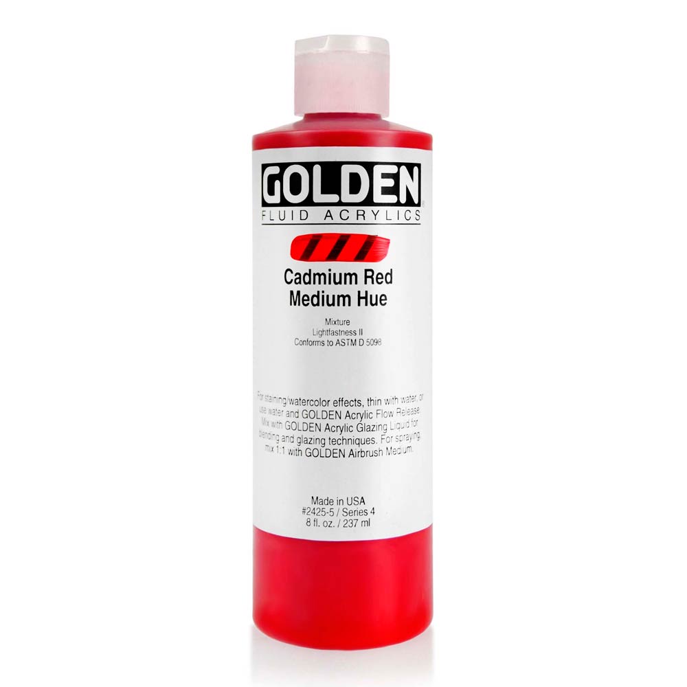 Golden Fluid Acrylic 8 oz Cad Red Med Hue