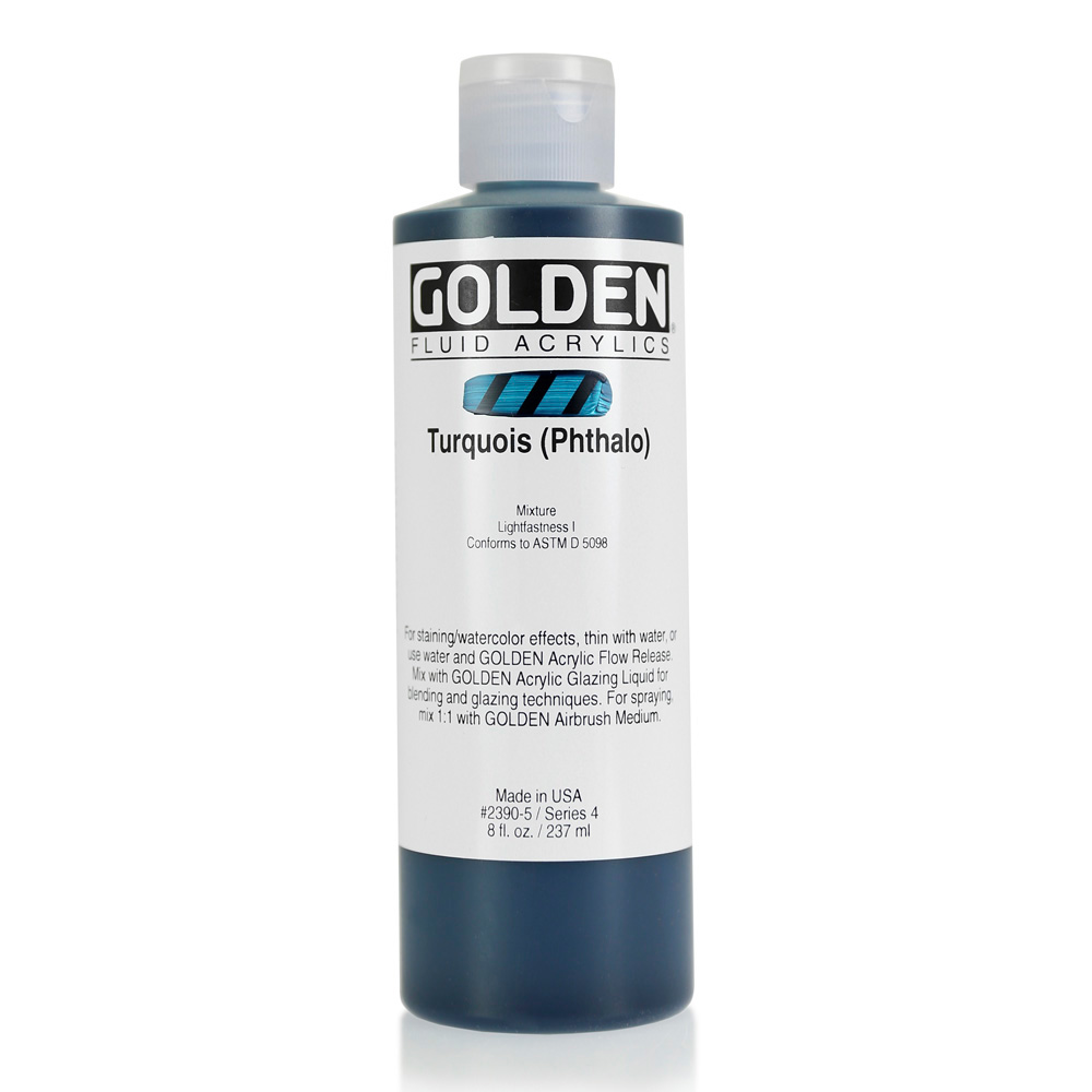 Golden Fluid Acrylic 8 oz Turquoise Phthalo