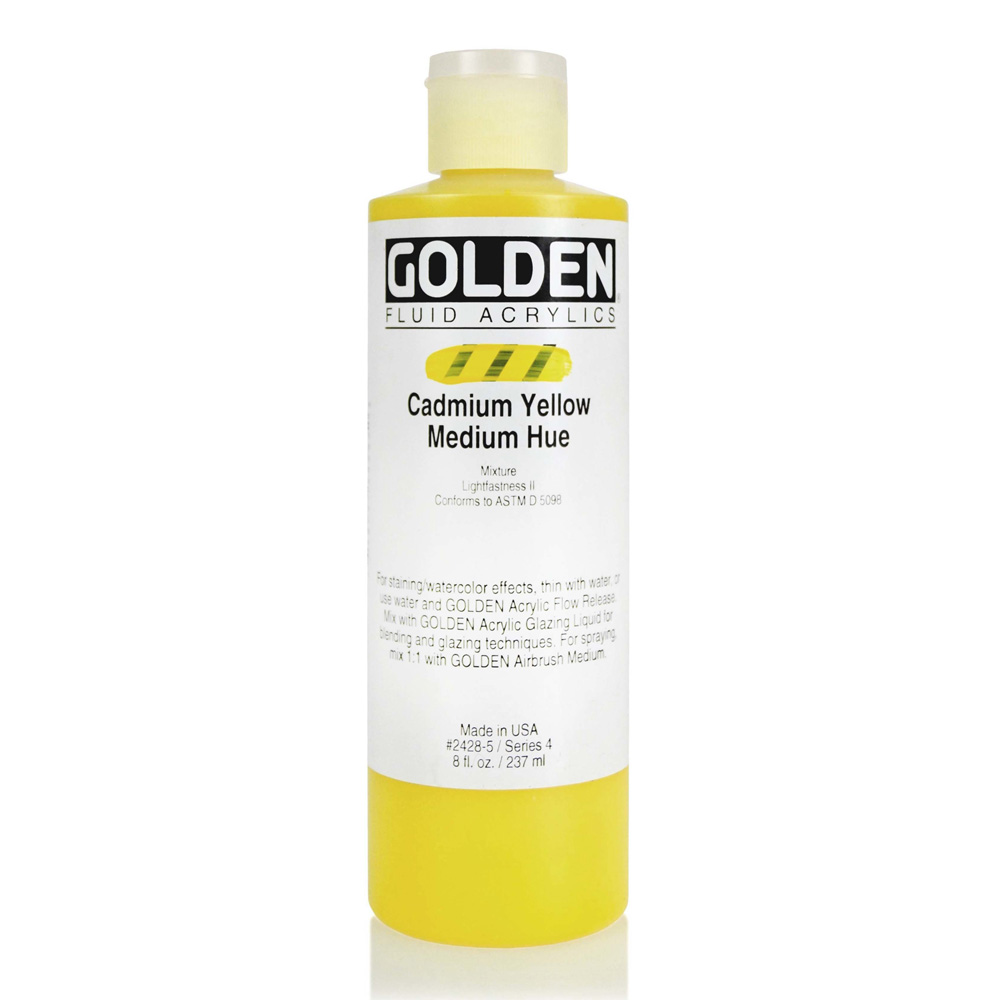 Golden Fluid Acrylic 8 oz Cad Yellow Med Hue