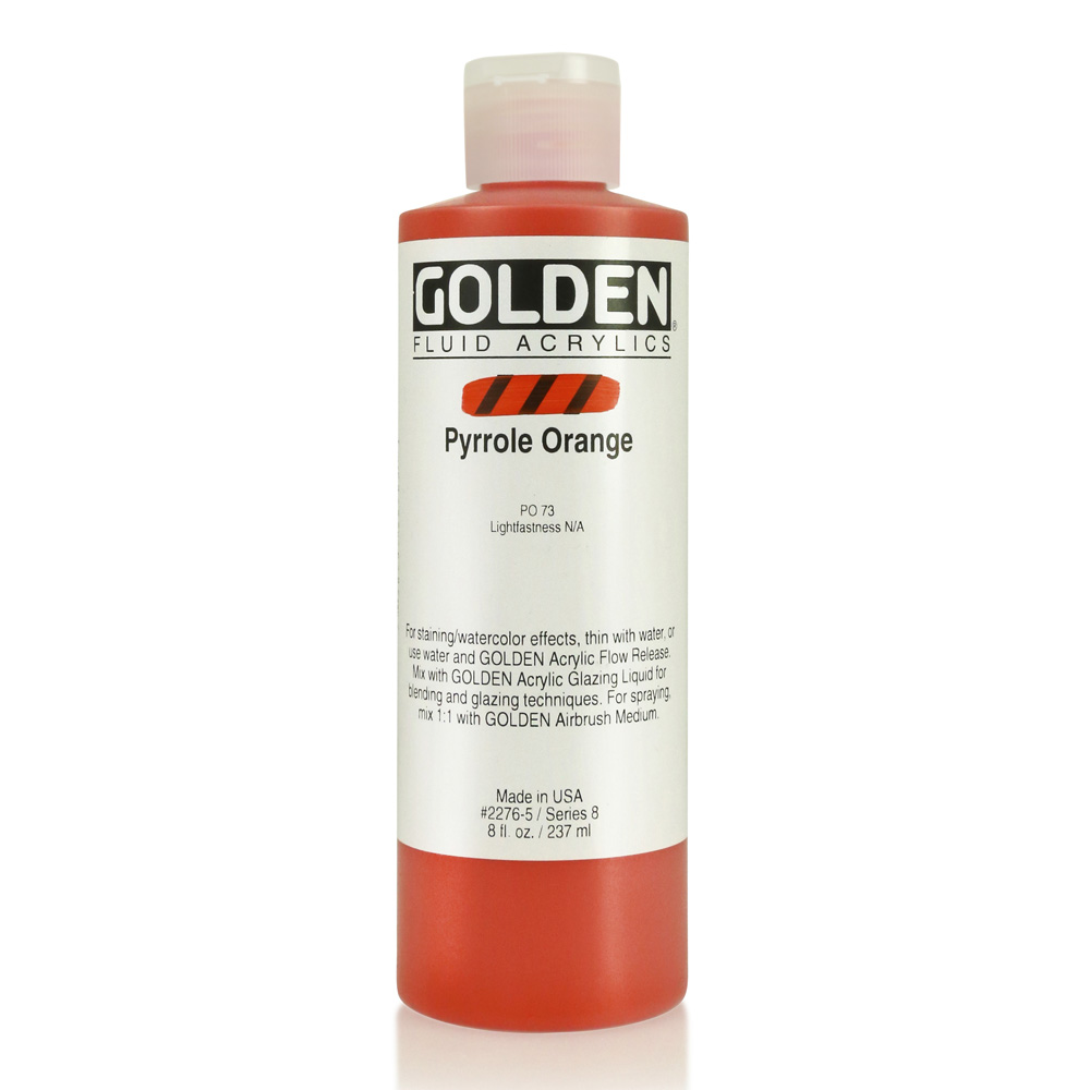 Golden Fluid Acrylic 8 oz Pyrrole Orange