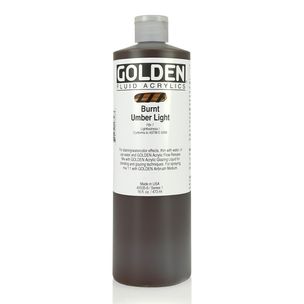 Golden Fluid Acrylic 16 oz Burnt Umber Lt