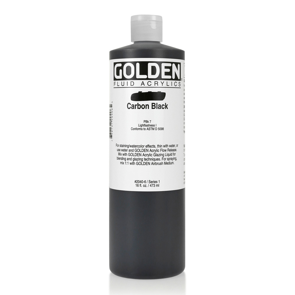 Golden Fluid Acrylic 16 oz Carbon Black