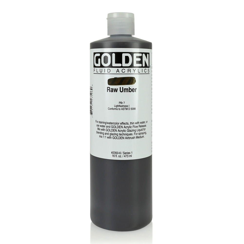 Golden Fluid Acrylic 16 oz Raw Umber
