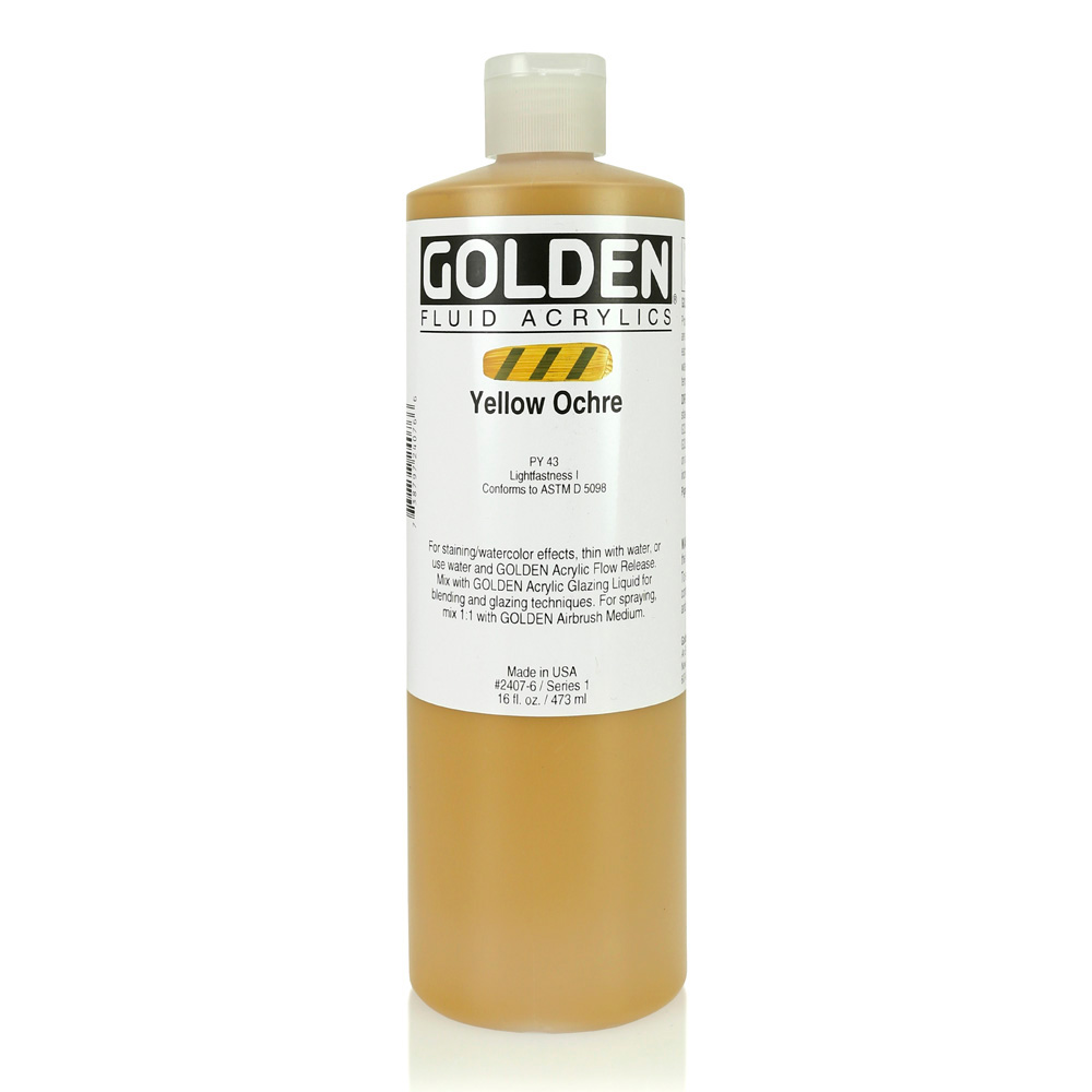 Golden Fluid Acrylic 16 oz Yellow Ochre