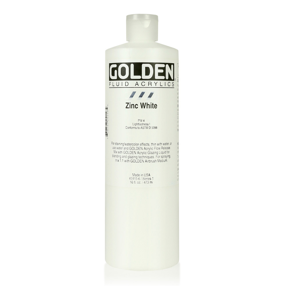 Golden Fluid Acrylic 16 oz Zinc White