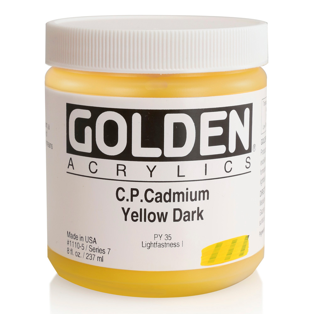 Golden Acrylic 8 oz Cadmium Yellow Dark