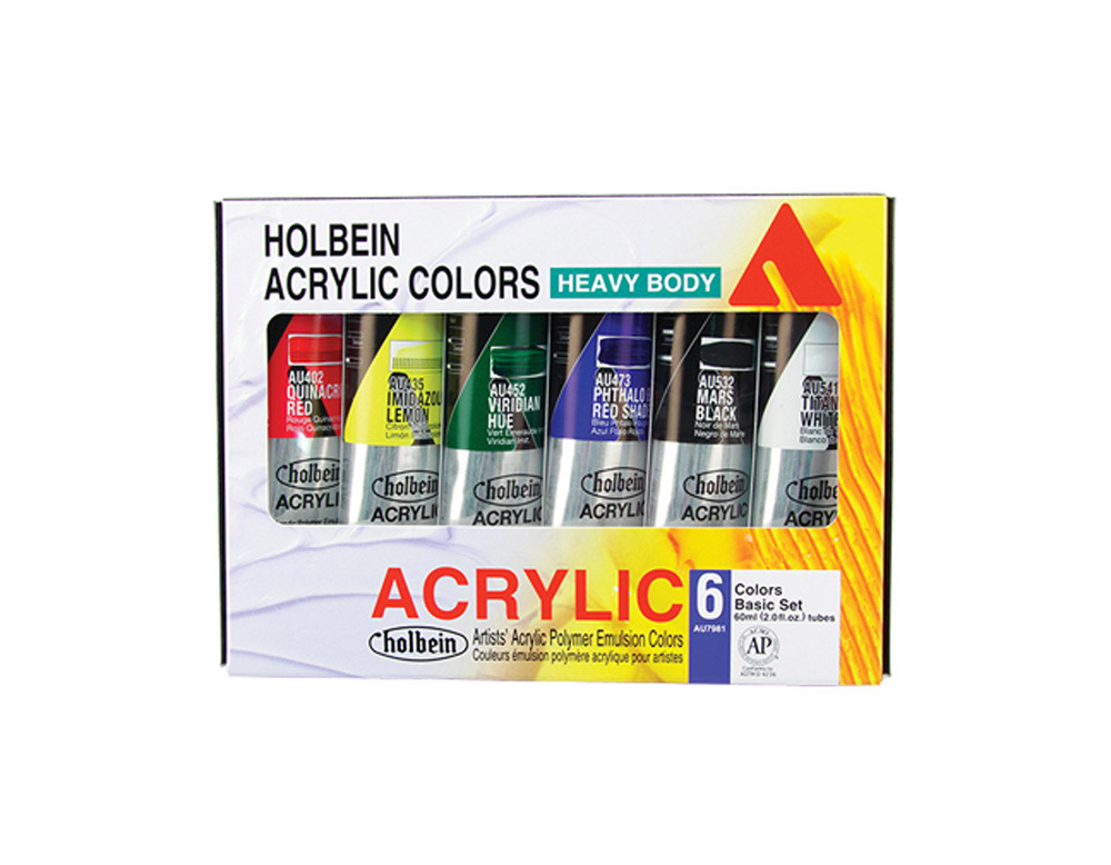 Holbein HB Artist Acrylic Basic Set Of 6 60 m