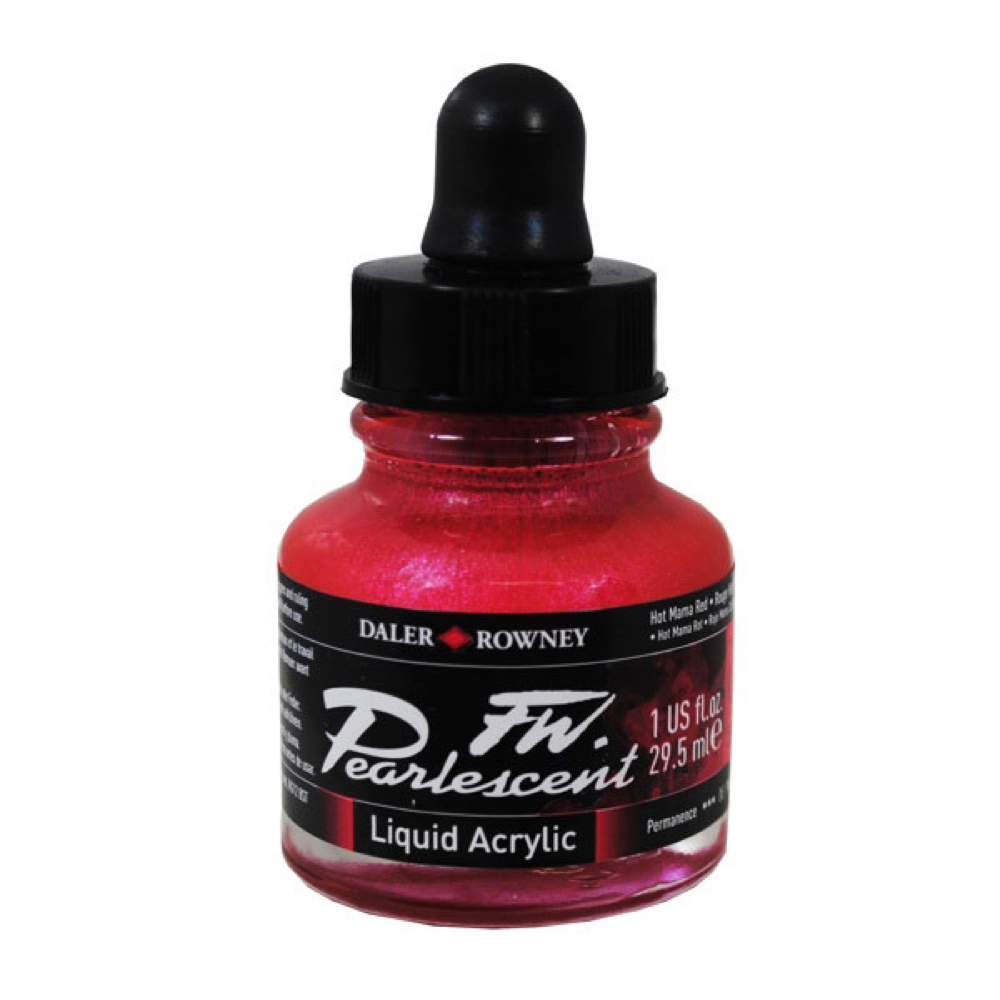 Fw Pearlescent Ac Ink 1 oz Hot Mama Red
