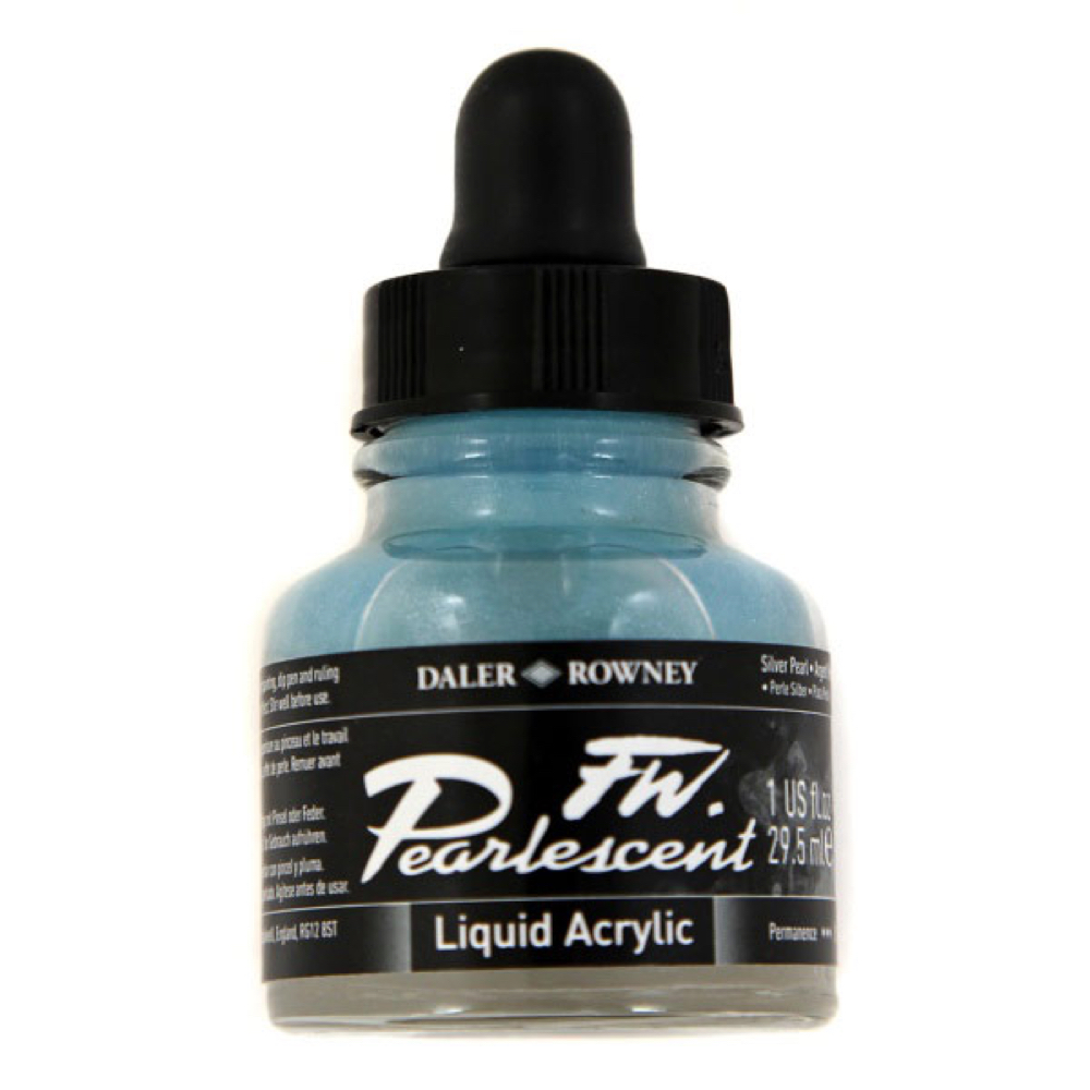 Fw Pearlescent Ac Ink 1 oz Silver Pearl