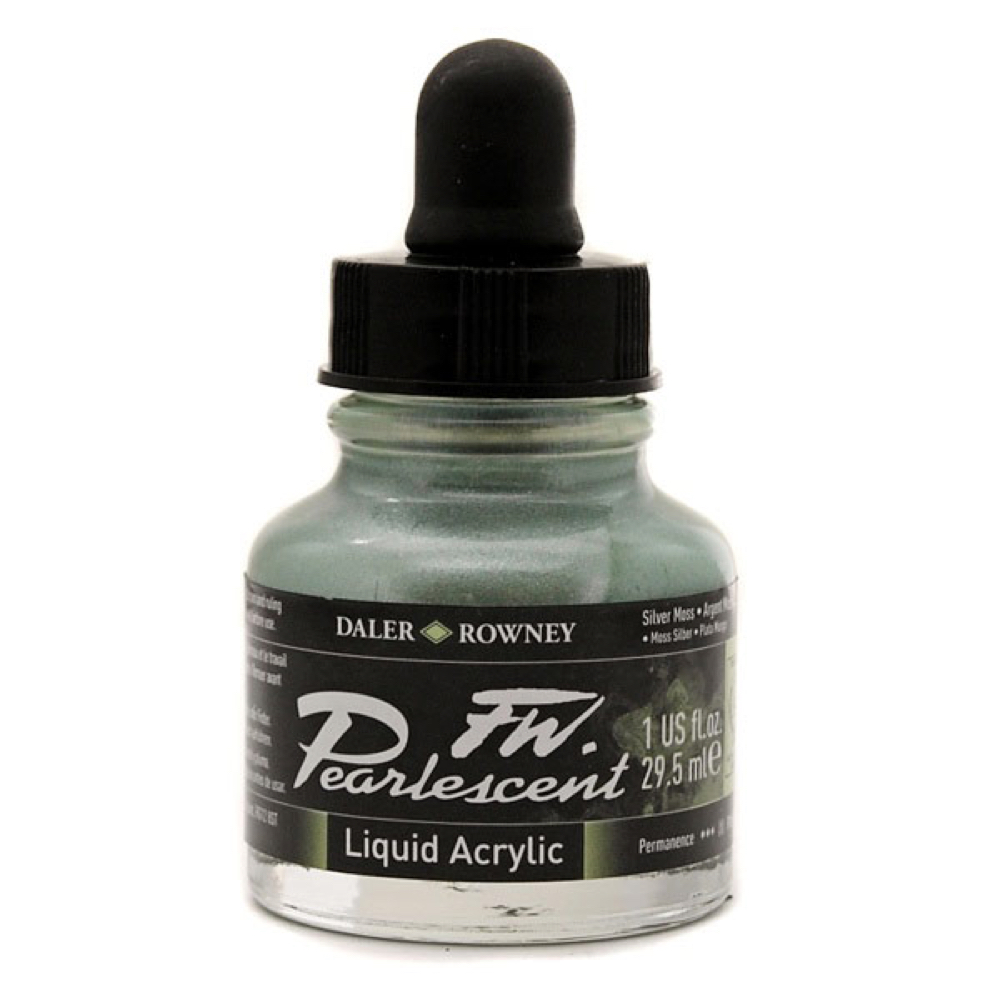 Fw Pearlescent Ac Ink 1 oz Silver Moss
