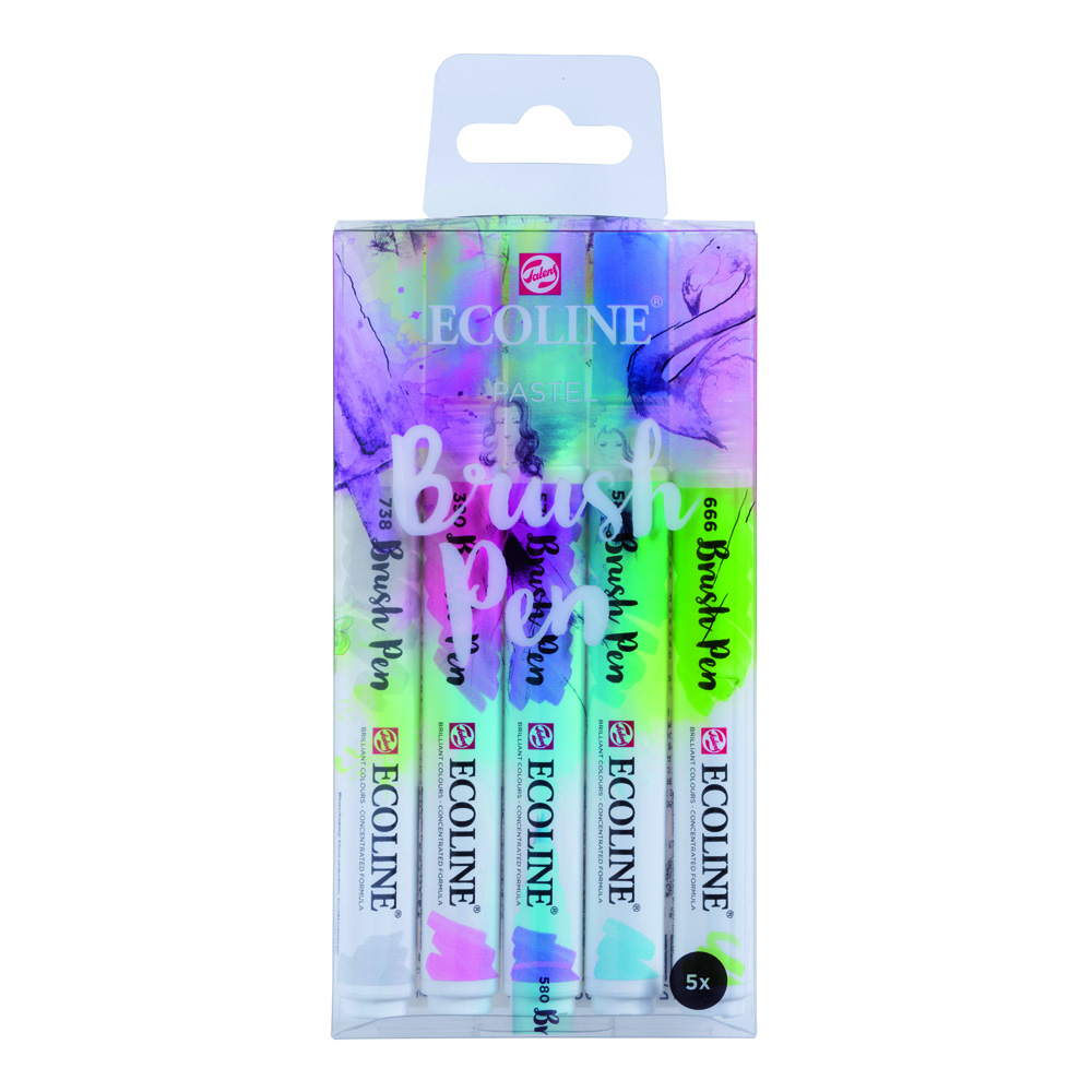 Ecoline Lqd W/C Brush Pen Set of 5 - Pastel