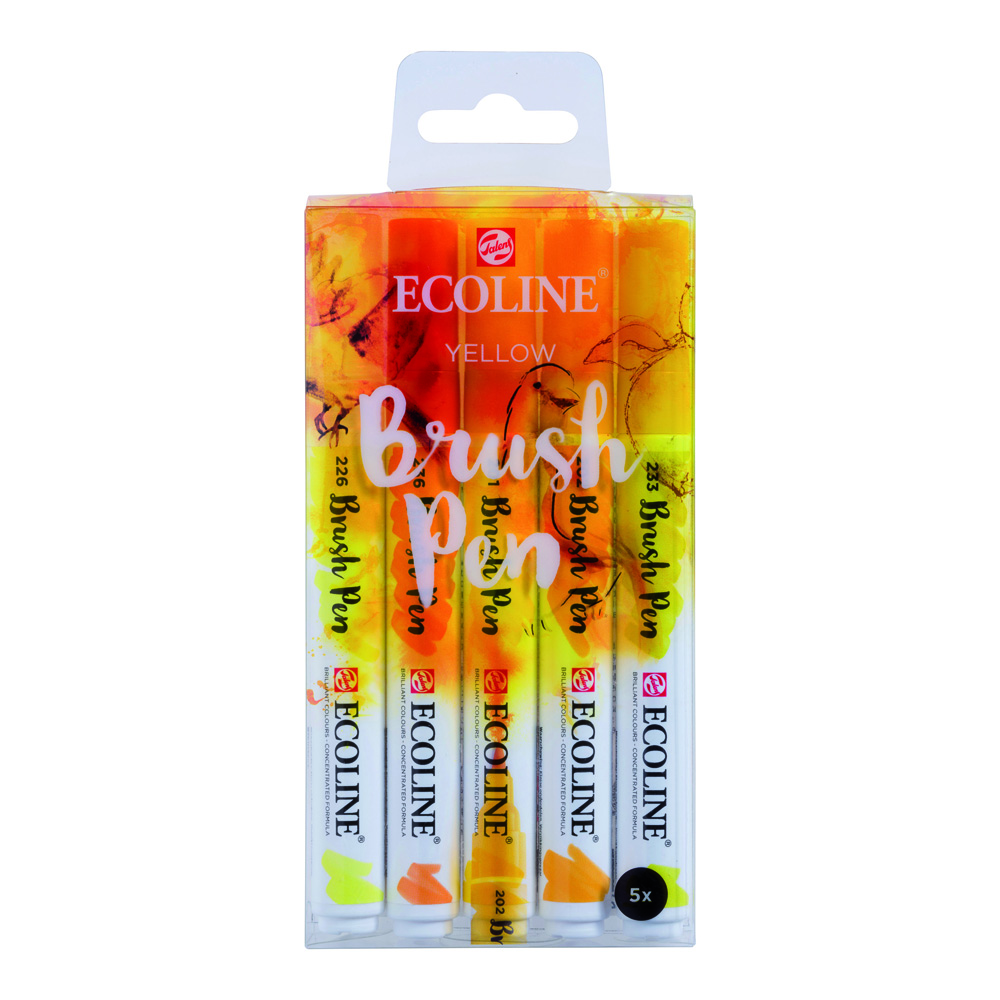 Ecoline Lqd W/C Brush Pen Set of 5 - Yellow