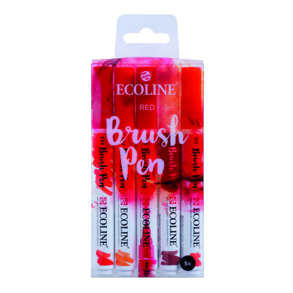 Ecoline Lqd W/C Brush Pen Set of 5 - Red