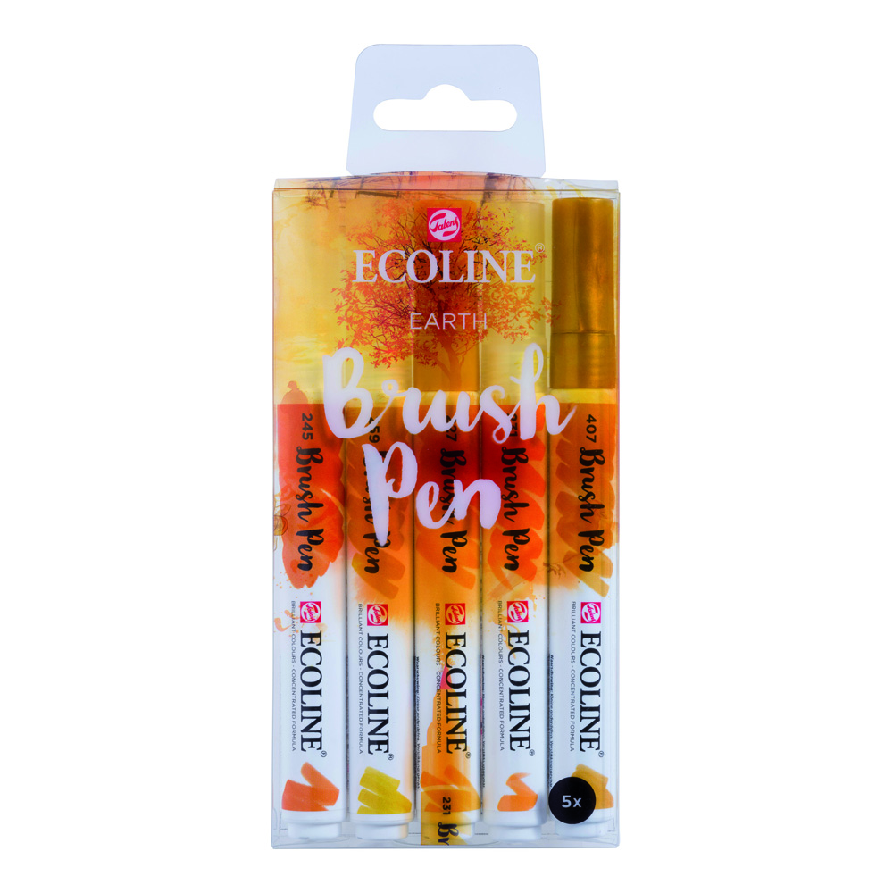 Ecoline Lqd W/C Brush Pen Set of 5 - Earth