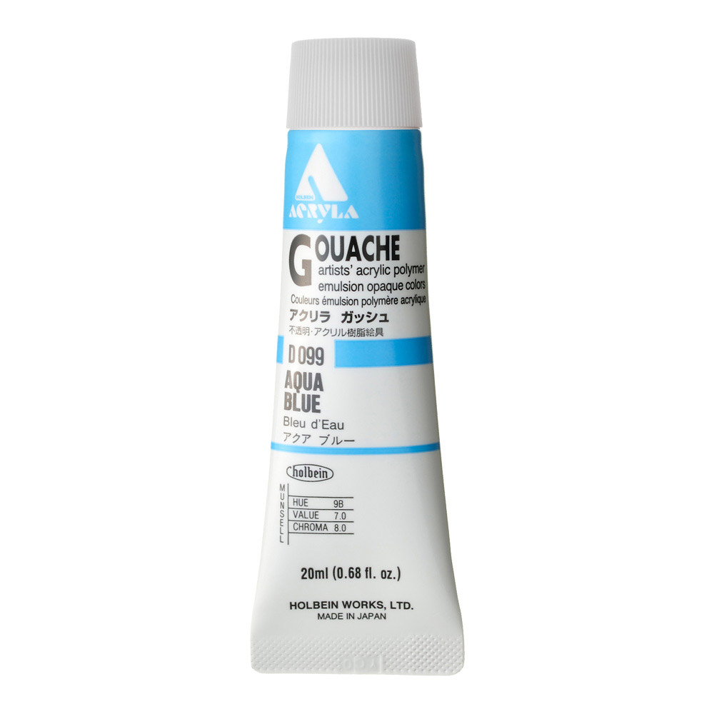 Holbein Acrylic Gouache 20 ml Aqua Blue