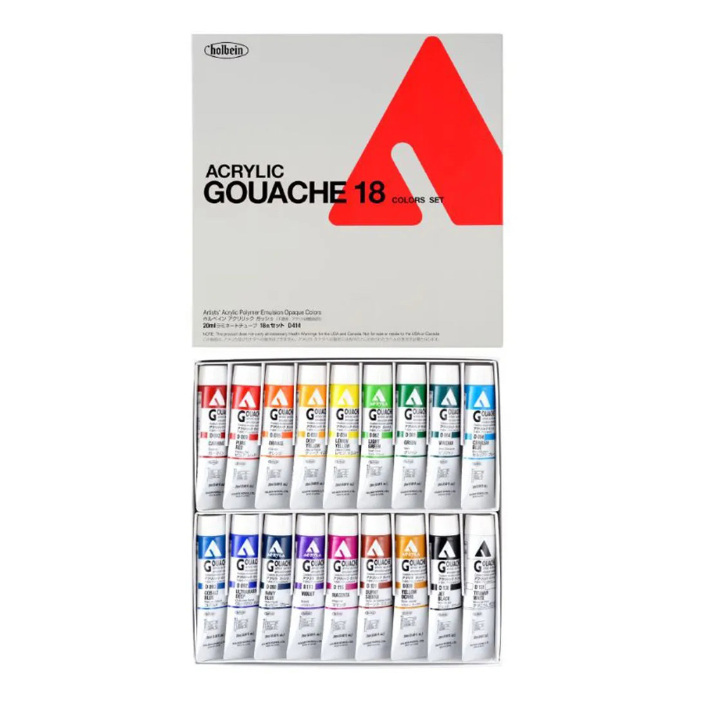 Holbein Acrylic Gouache Set Of 18 20 ml