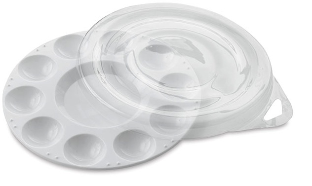 10-Well Round Plastic Palette W/Cover