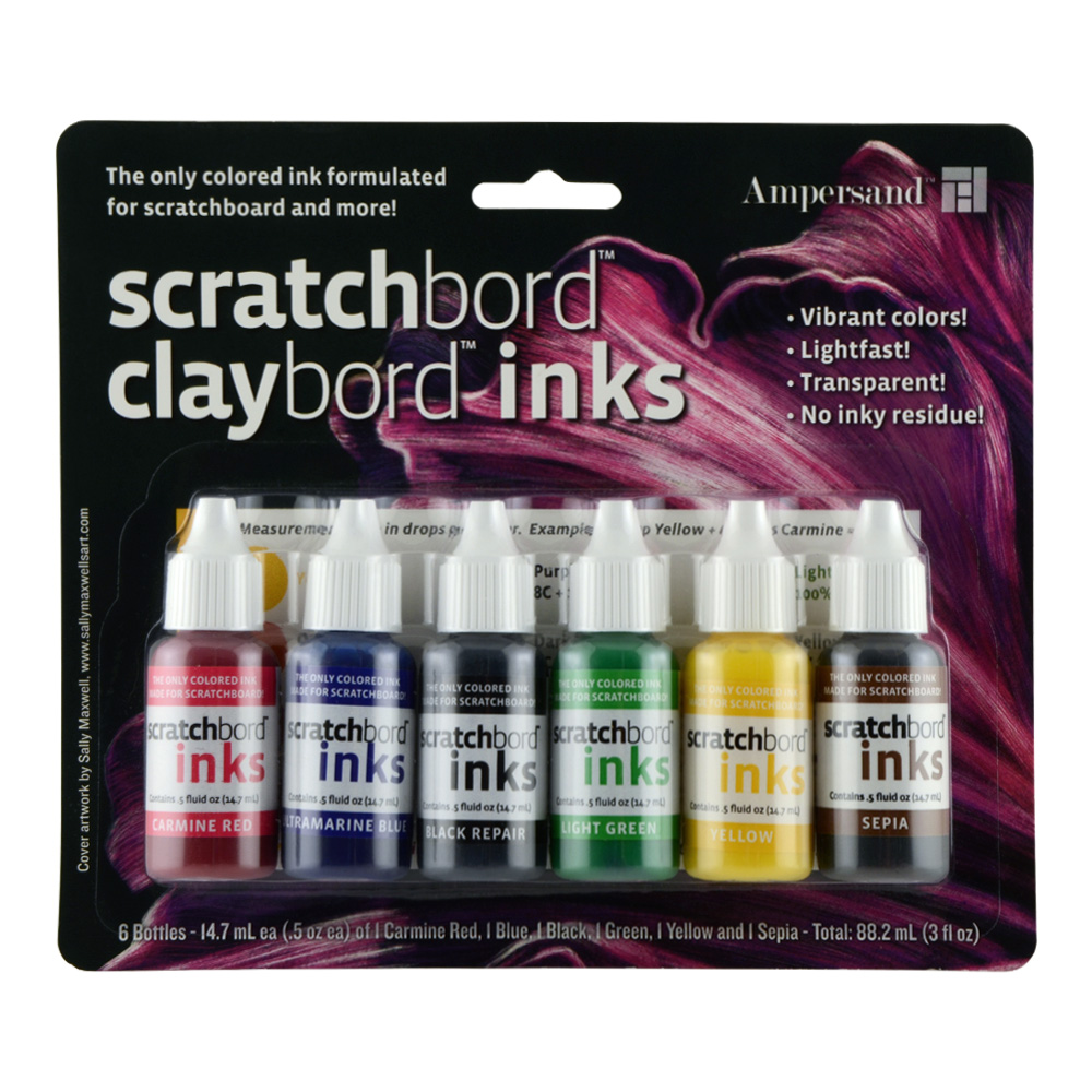Ampersand Claybord/Scratchbord Ink Set Of 6