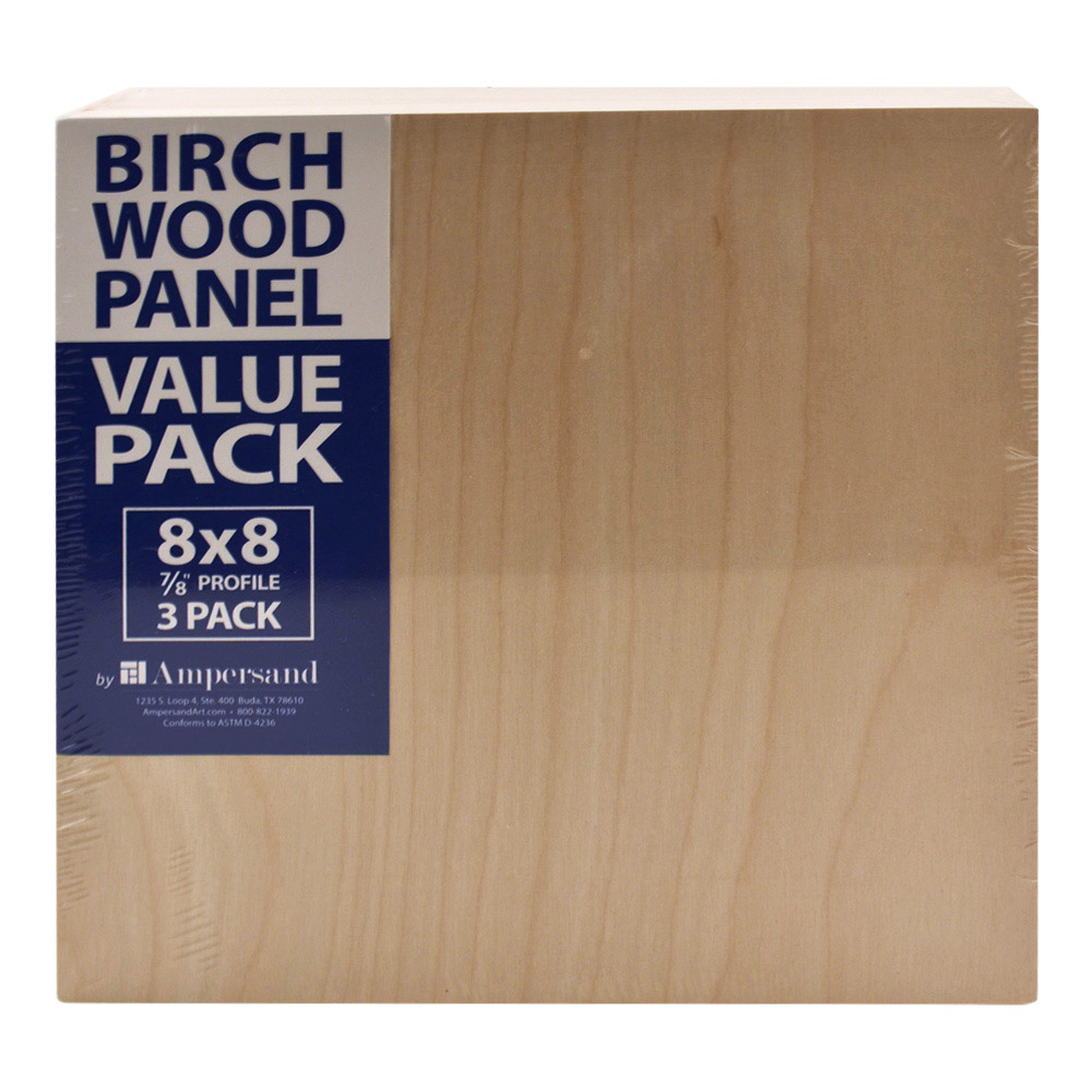 Birch Wood Panel Value Pack 7/8 8X8 3-pack