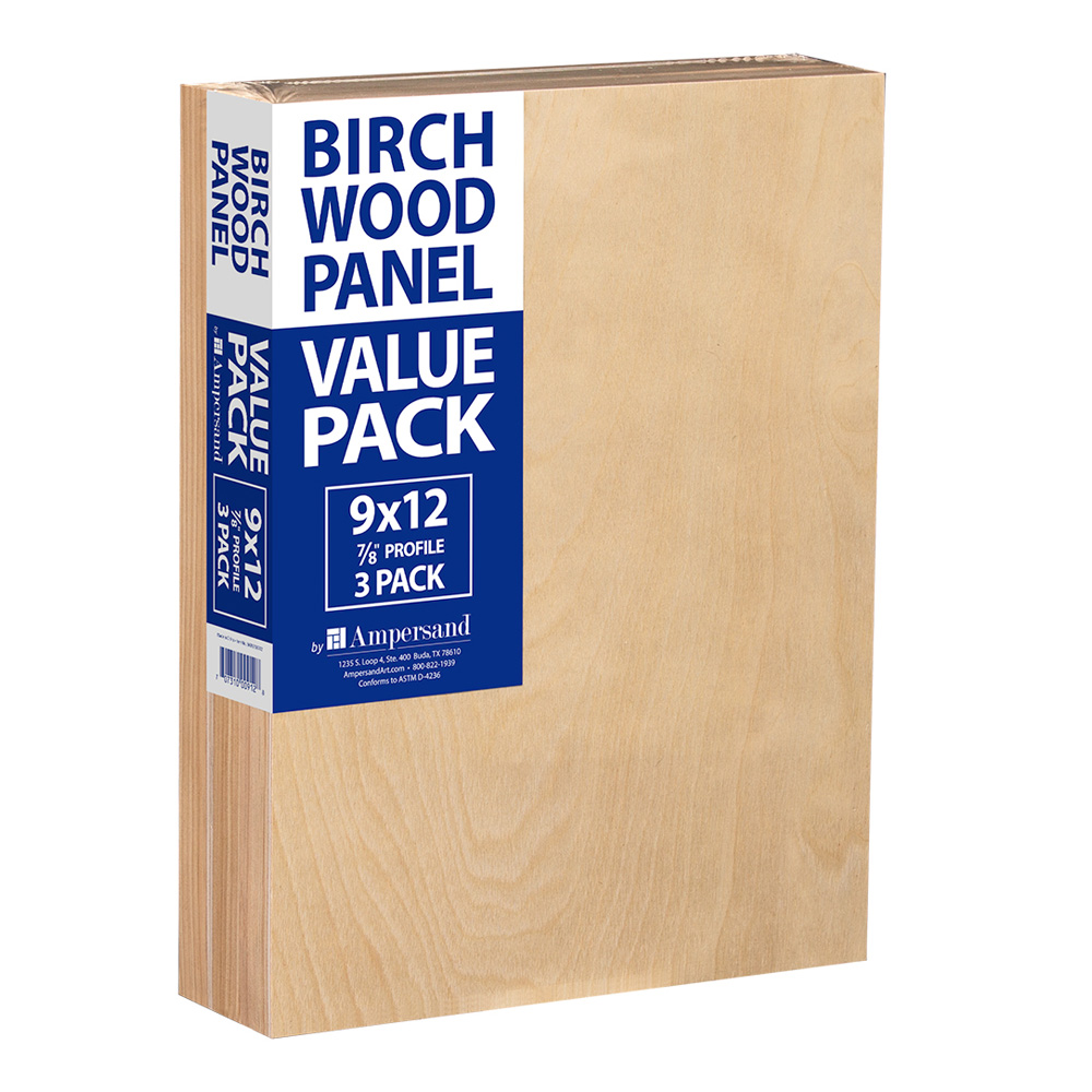 Birch Wood Panel Value Pack 7/8 9x12 3-pack