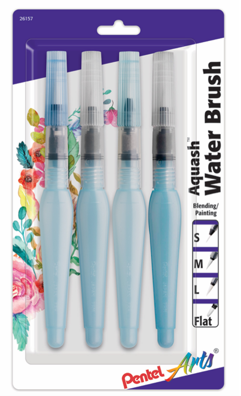 Pentel Arts Aquash Water Brush 4/Pack Asst