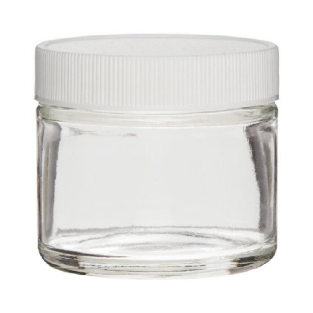 Clear Glass Jar 2oz With White Plastic Lid