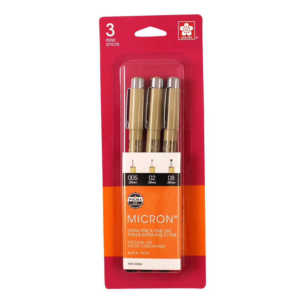 Pigma Micron Pen Set/3 Black 005 02 08