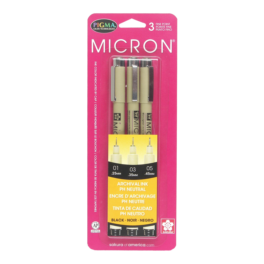 Pigma Micron Pen Set/3 Black 01 03 05