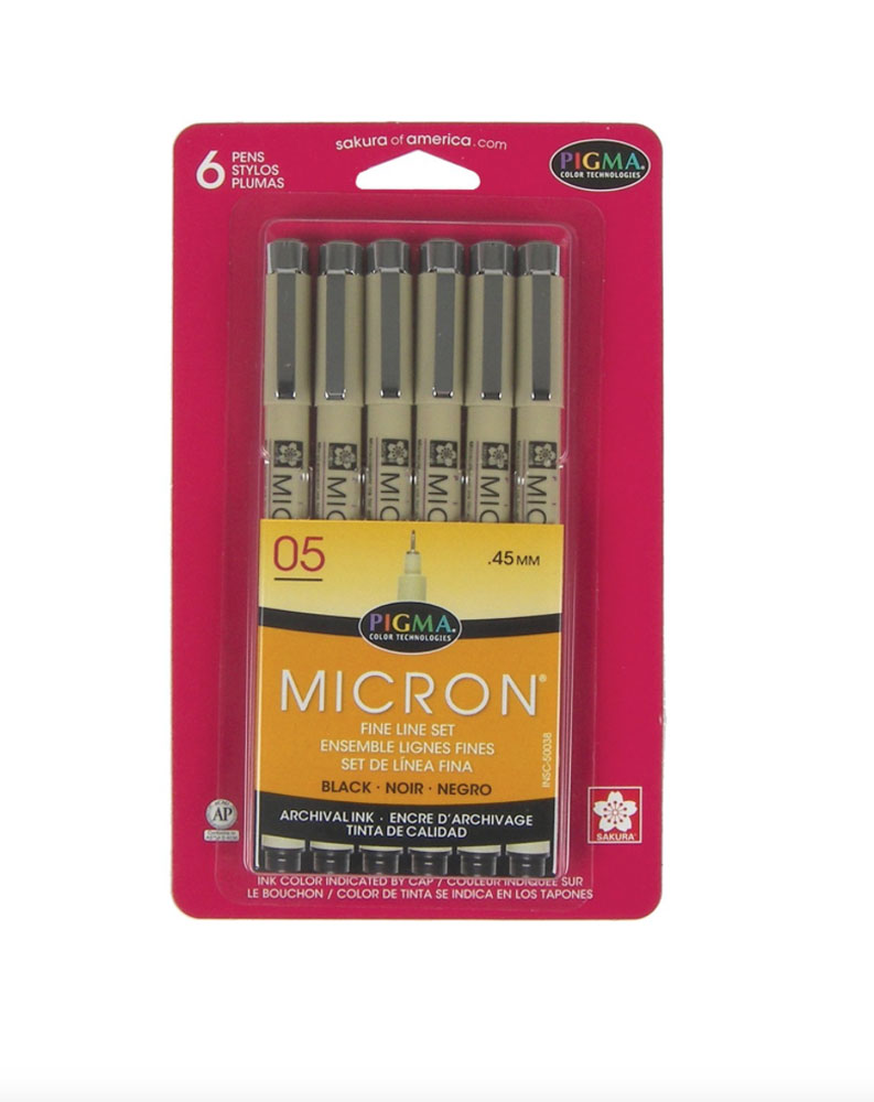 Pigma Micron Pen Set 05 Black 6 Pack