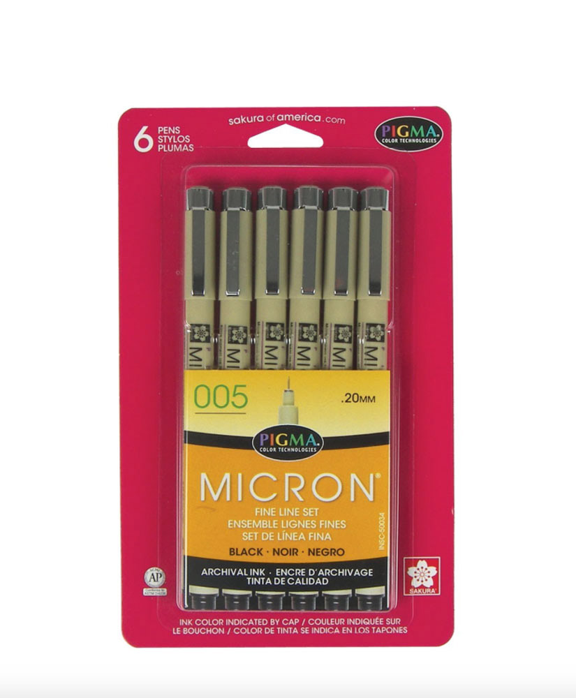 Pigma Micron Pen Set 005 Black 6 Pack