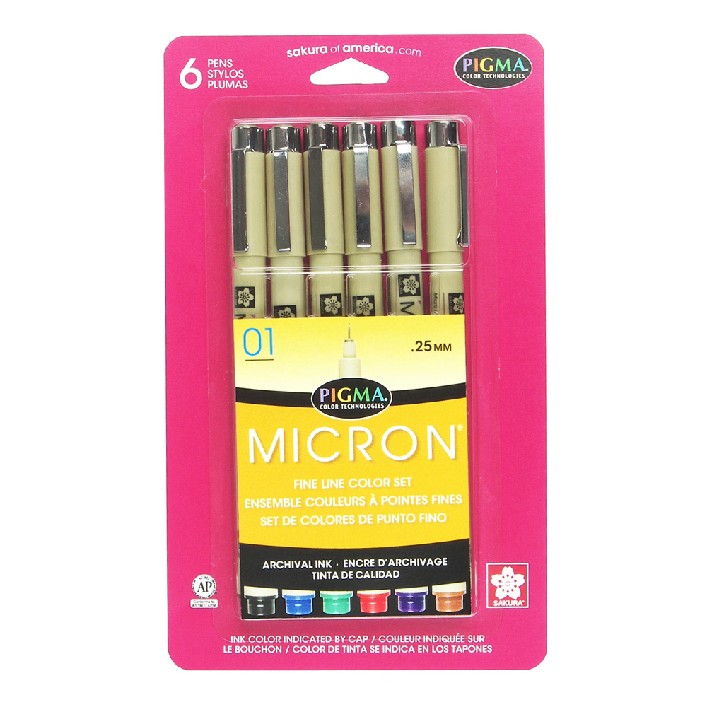 Pigma Micron Pen Set/6 Assorted Colors 01