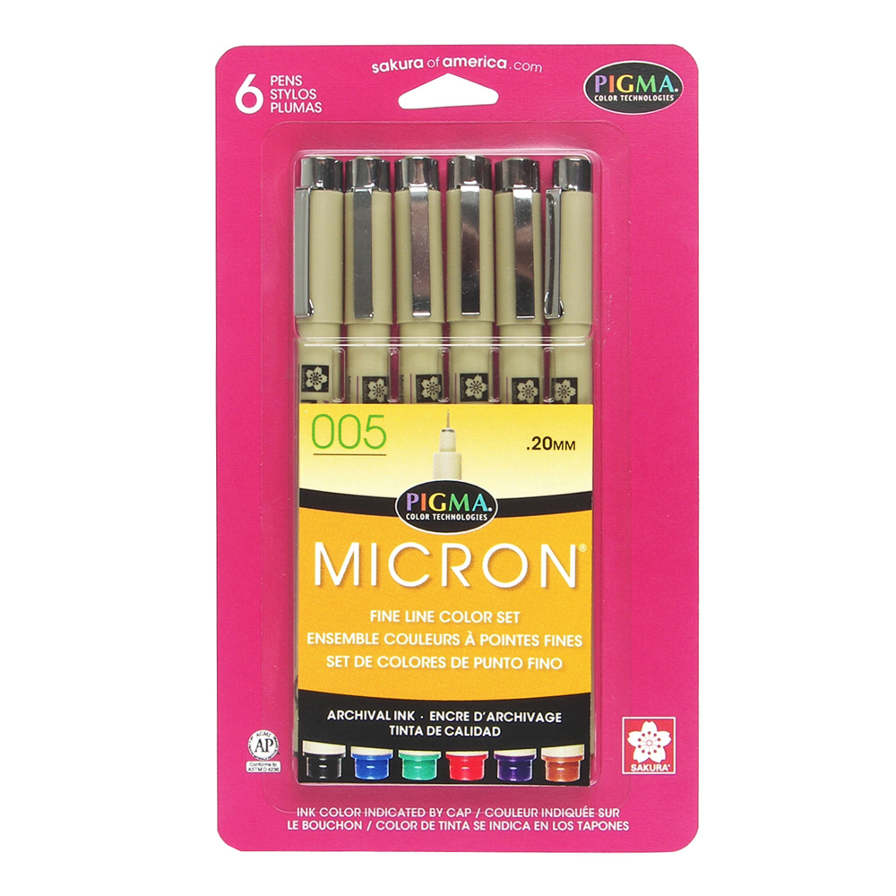 Pigma Micron Pen Set/6 Assorted Colors 005