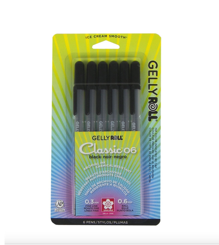 Bc Gelly Roll Classic 06 Fine Black 6 Pack
