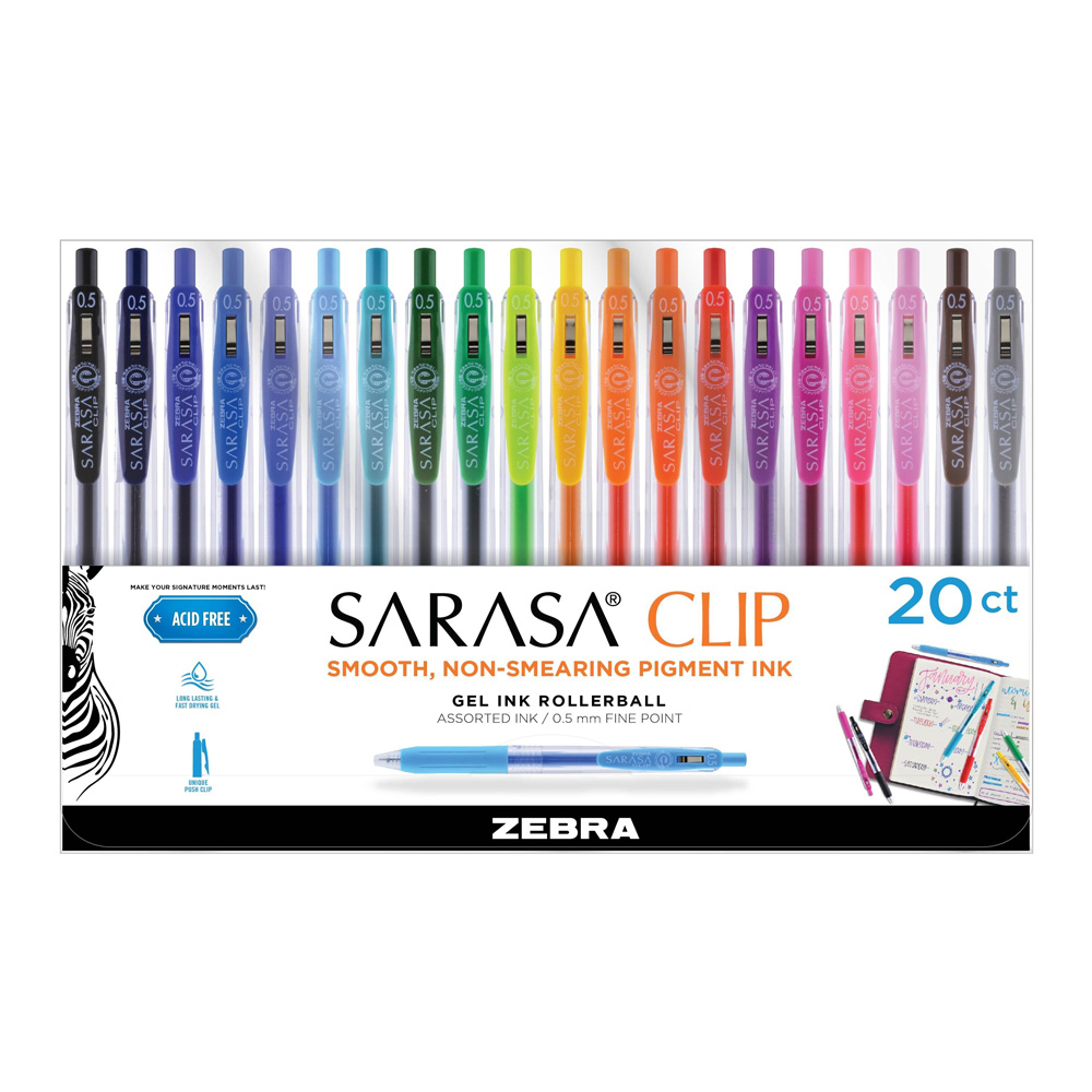 Sarasa Clip Gel Pen Asstd 20 Pk Pouch