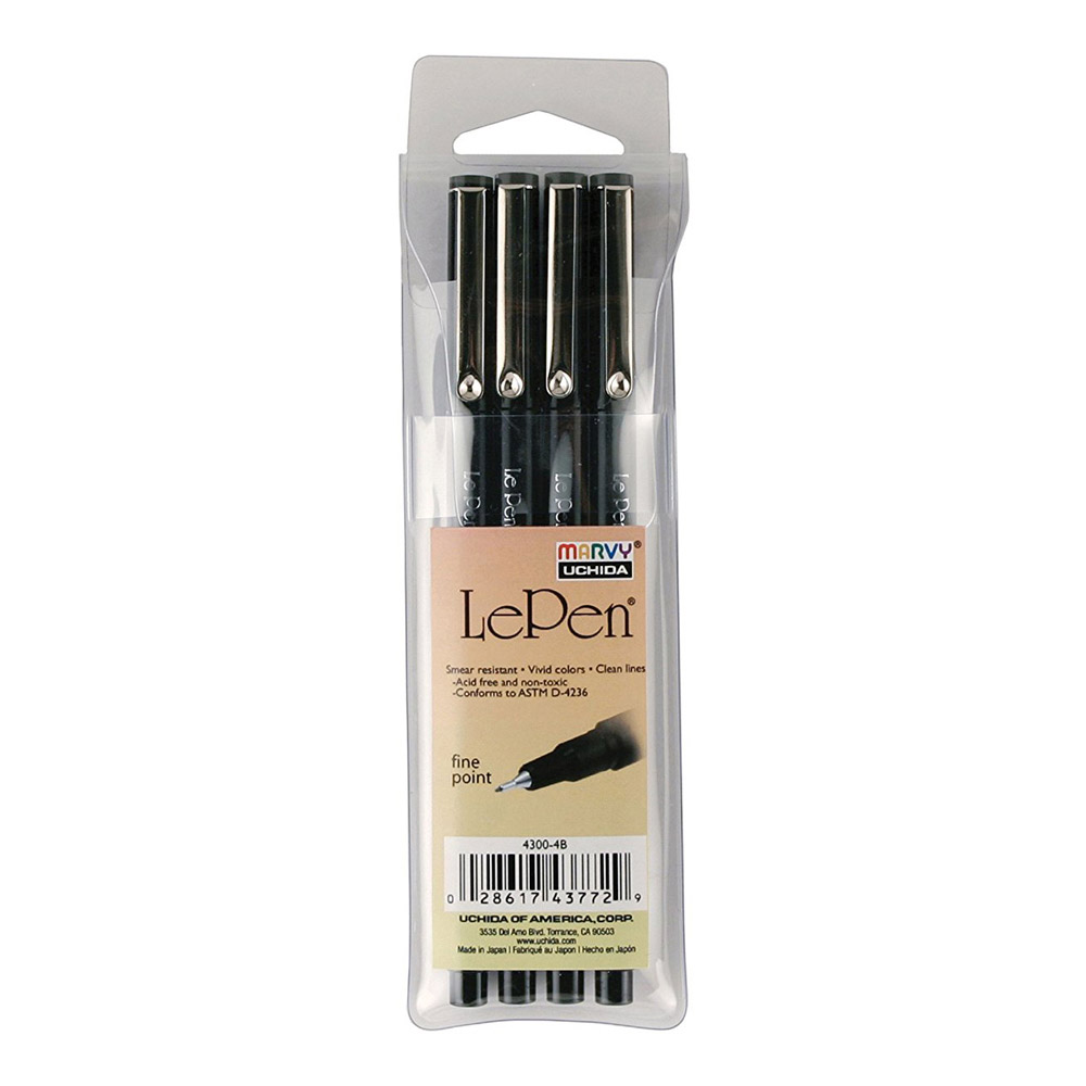 LePen Set of 4 Black Pens