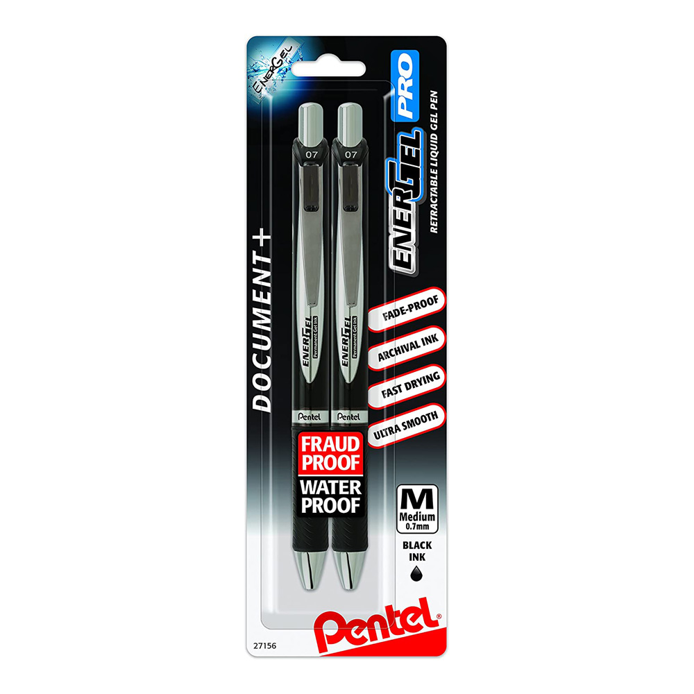 Pentel Energel Pro Permanent Ink Pen Black 2/