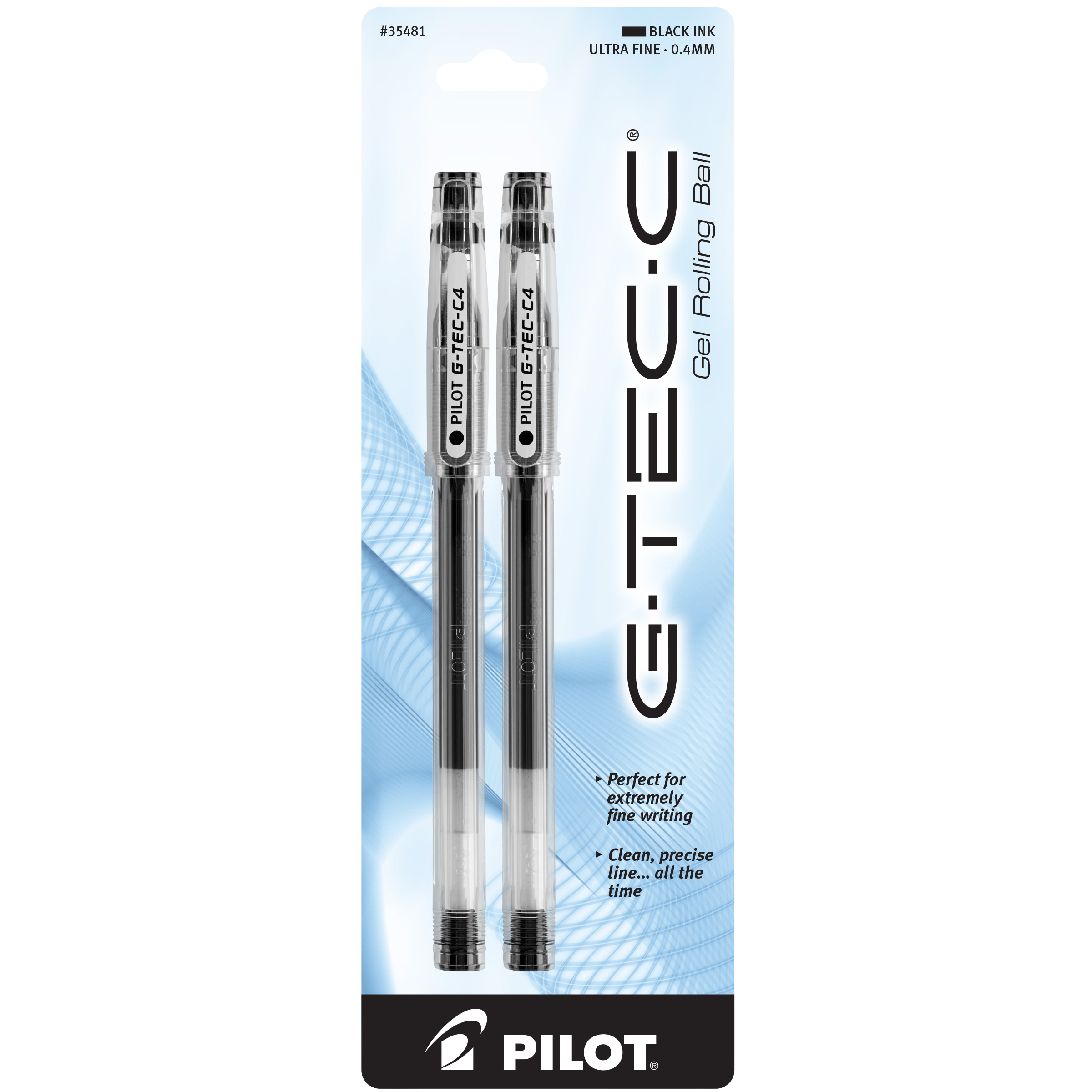 Pilot G-Tec-C Ultra Fine Gel Pen Black 2-Pack