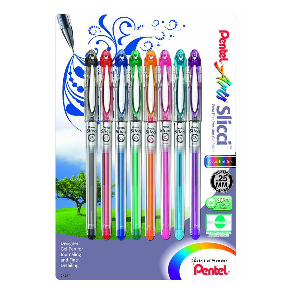 Pentel Slicci Extra-Fine Gel Pen Set Of 8