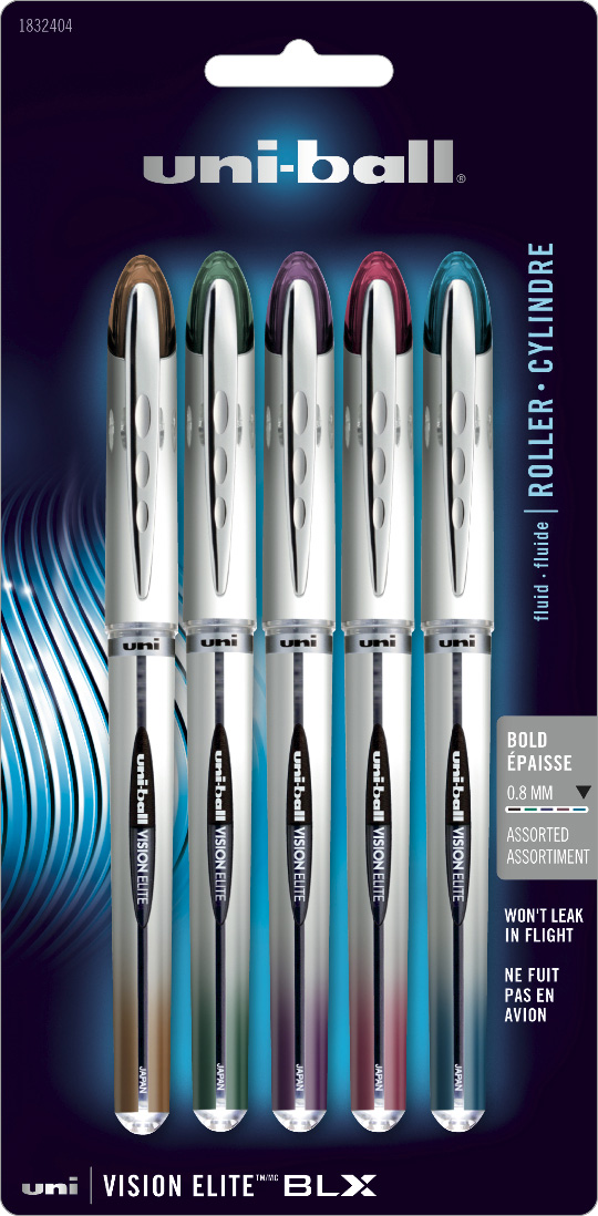 Uniball Vision Elite Blx Pen Bold Set/5