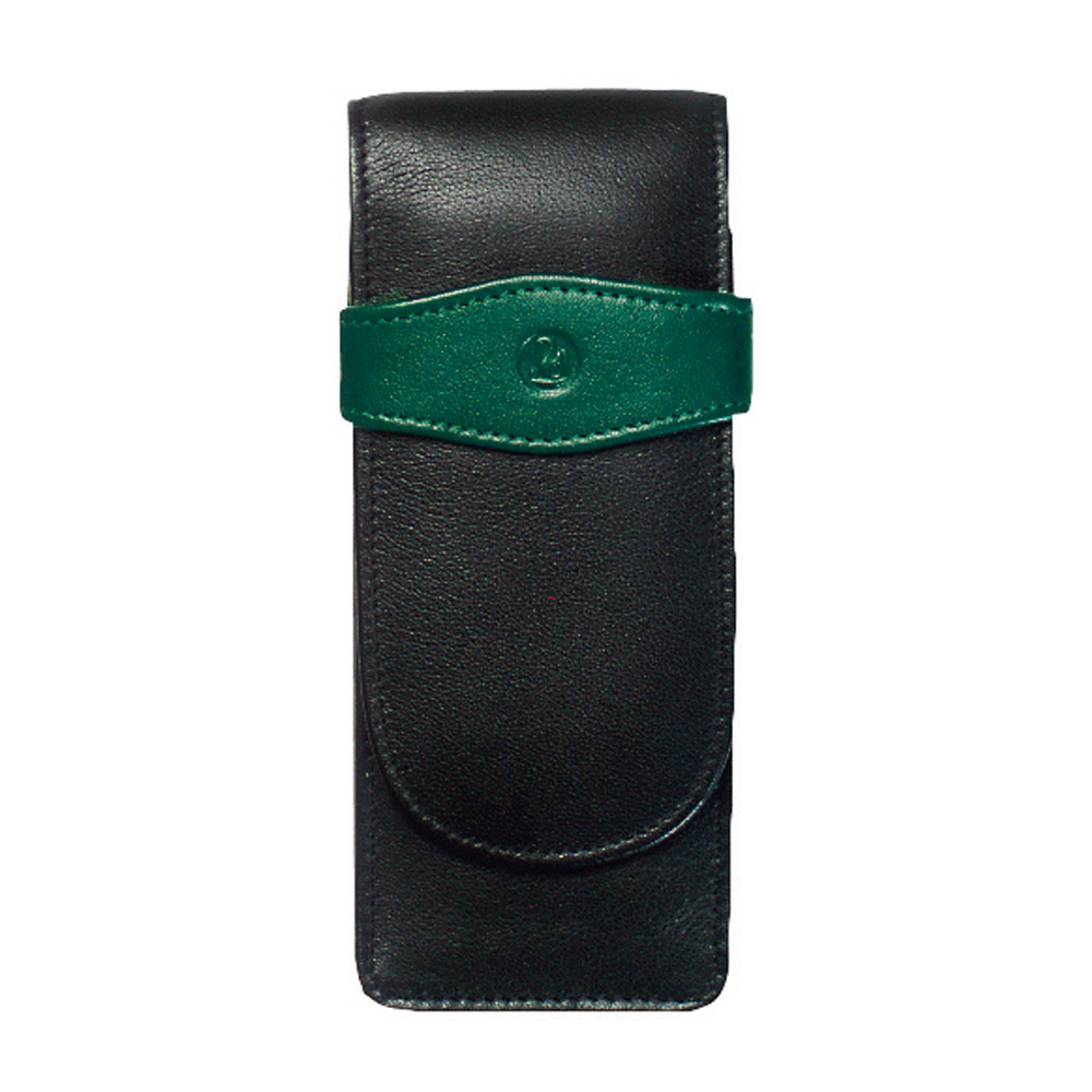 Pelikan Leather Triple Pen Case Black/Green