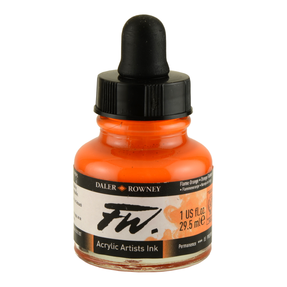 Fw Acrylic Artists Ink 1 Oz Flame Orange