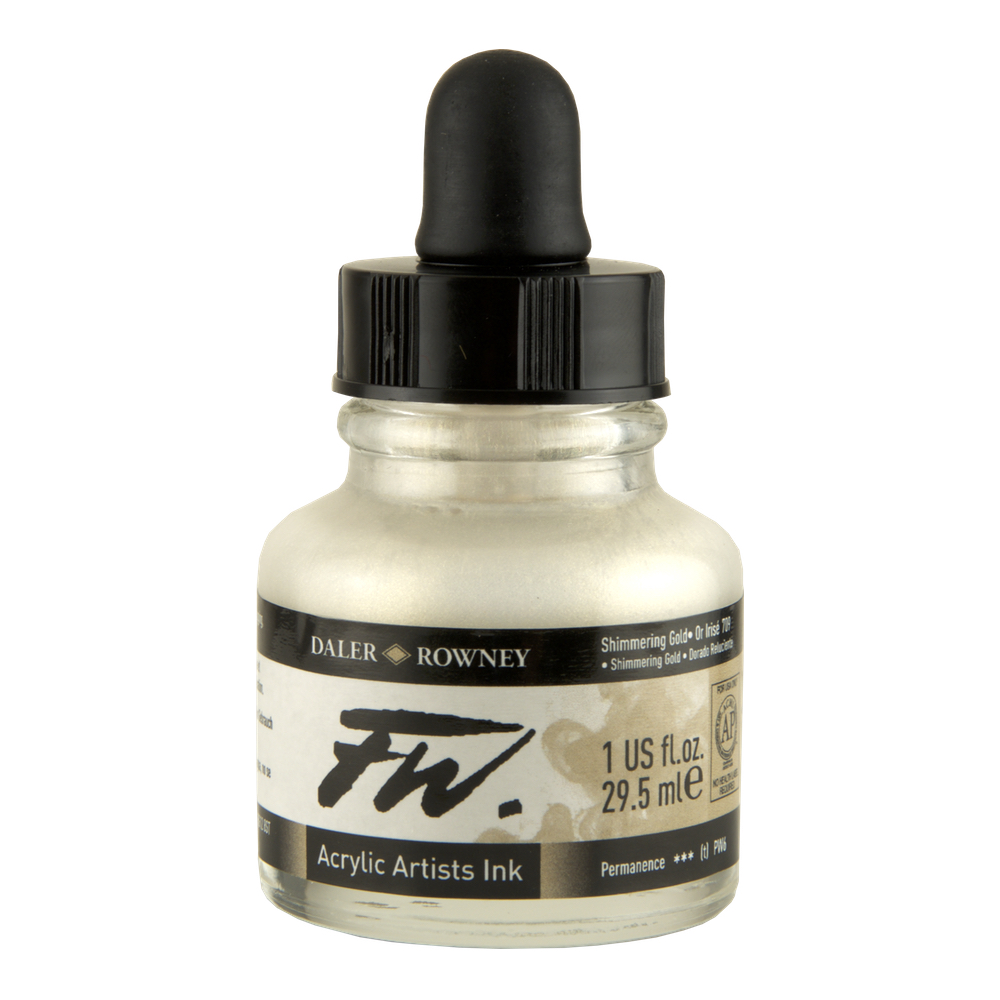 Fw Acrylic Artists Ink 1 Oz Shimmering Gold