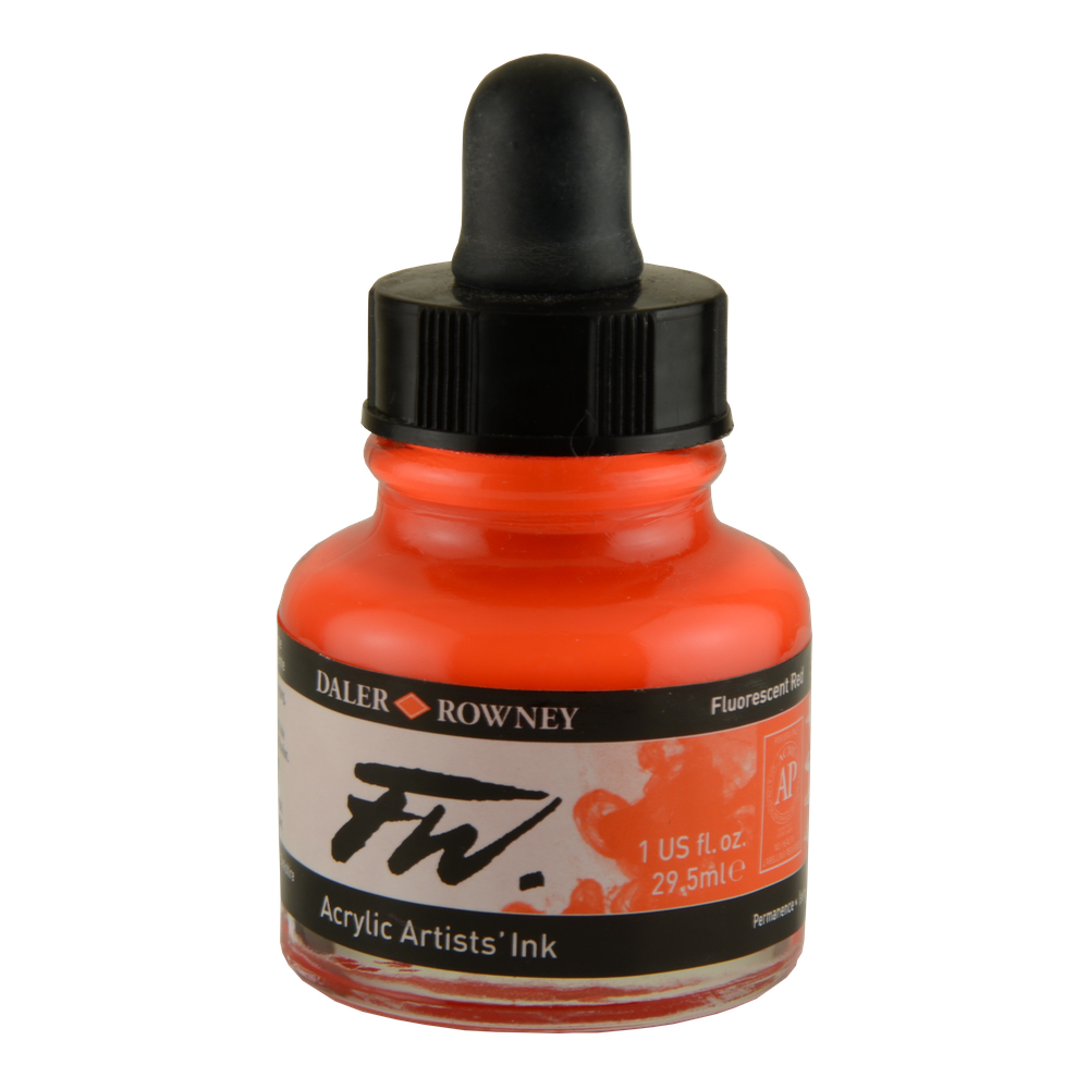 Fw Fluorescent Acryl Ink 1 Oz Red