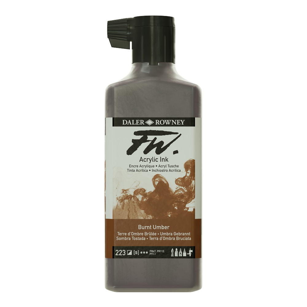 Fw Acrylic Artists Ink 180ml Burnt Umber