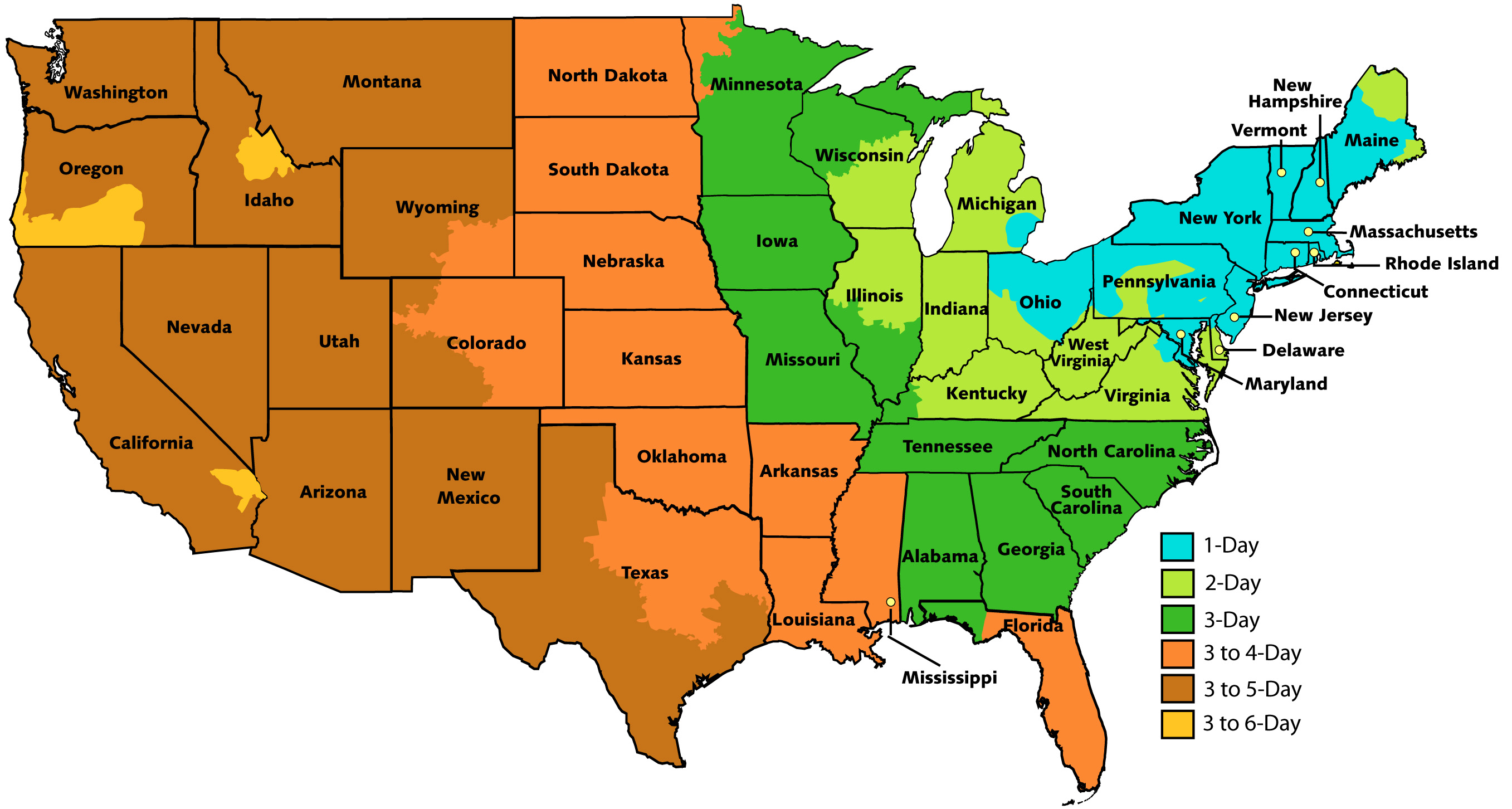 Hyatts Shipping Map