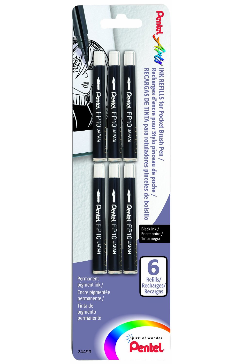 Pentel Pocket Brush Pen Refill 6/Pack