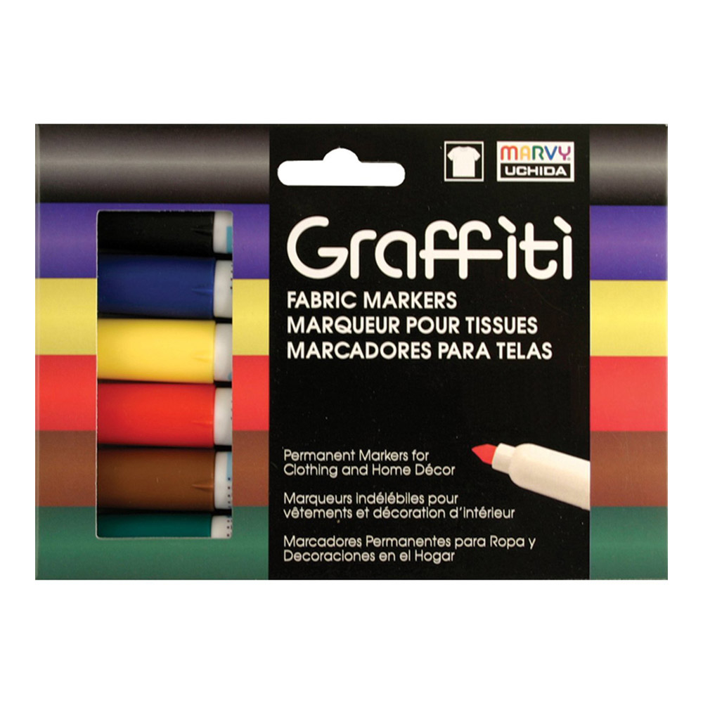 Graffiti Fabric Marker Set of 6/Primary Color
