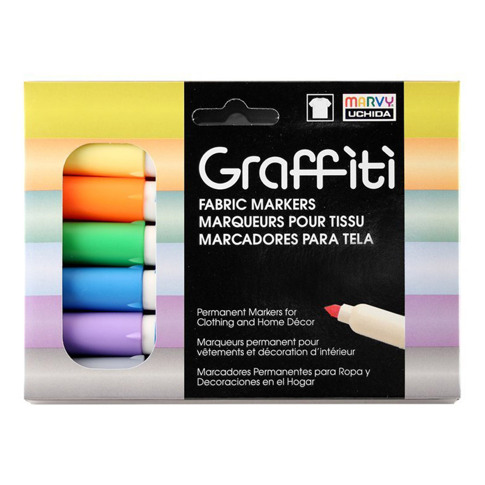 Graffiti Fabric Marker Set of 6/Pastel Colors