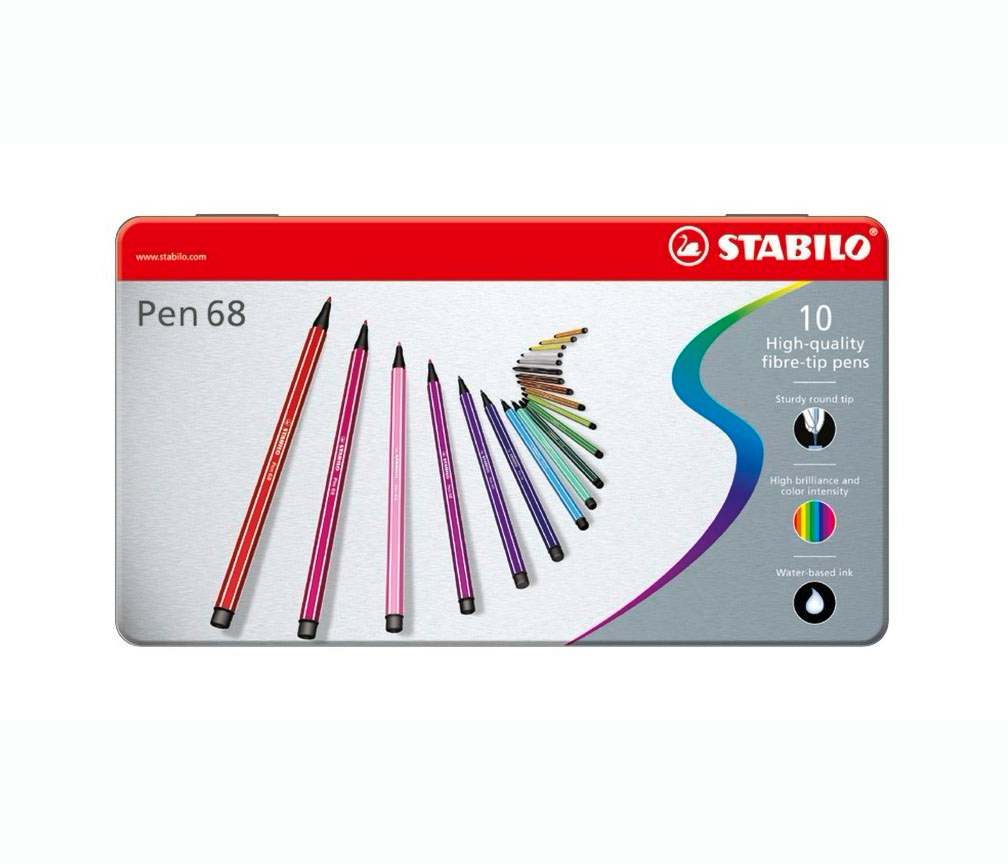 Stabilo Point 68 10-Color Metal Tin Set